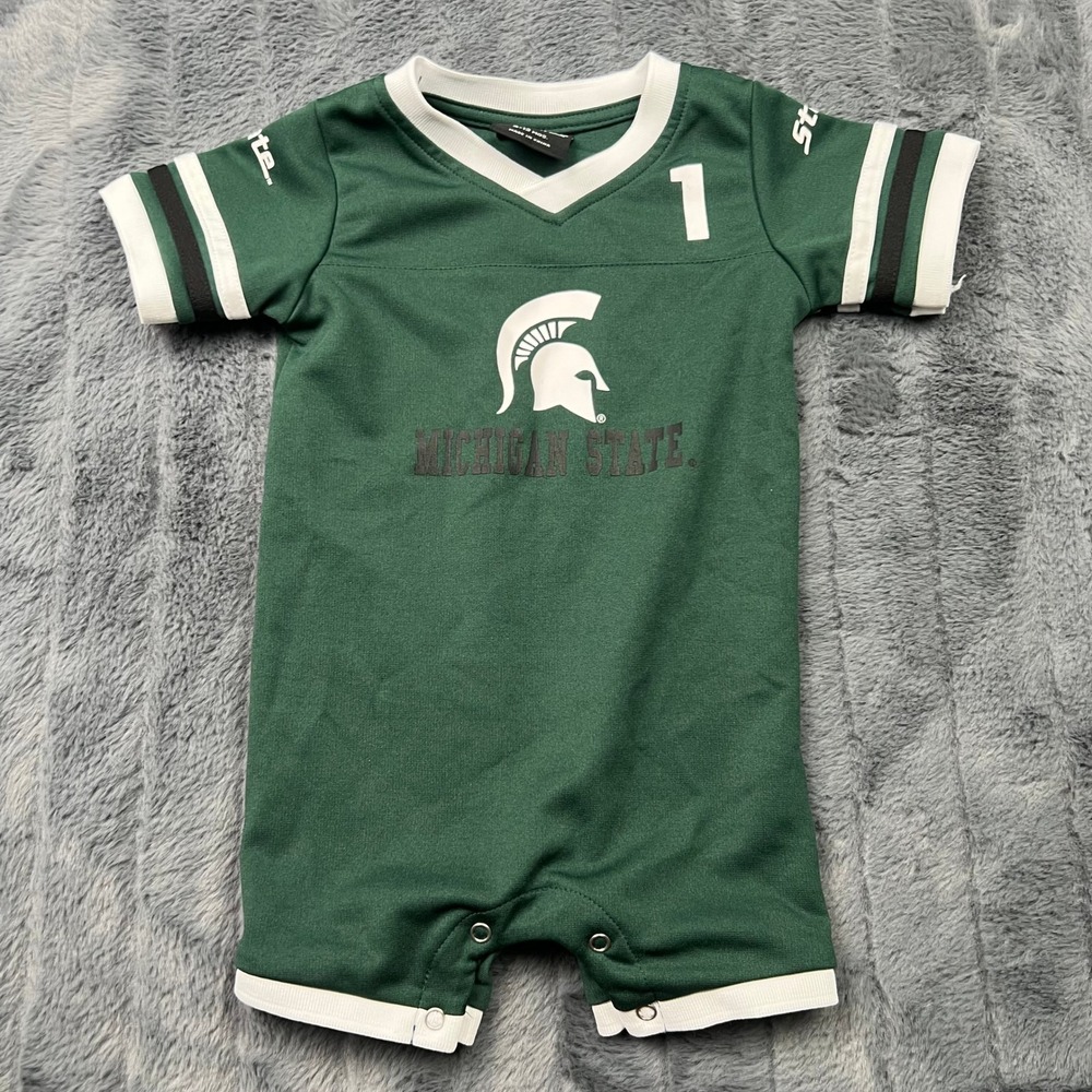 Colosseum Michigan State Spartans Infant Football Jersey Romper Green 6-12M